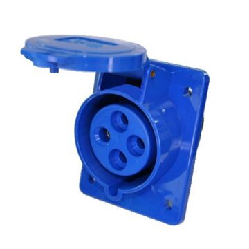 TOMADA INDUSTRIAL DE EMBUTIR 32A 9H 250V 3P+T AZUL JNG - 64
