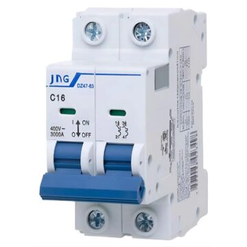 DISJUNTOR DIN BIPOLAR 16A CURVA C JNG