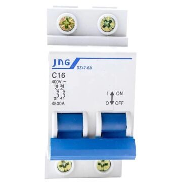 DISJUNTOR DIN BIPOLAR 16A CURVA C JNG - 89