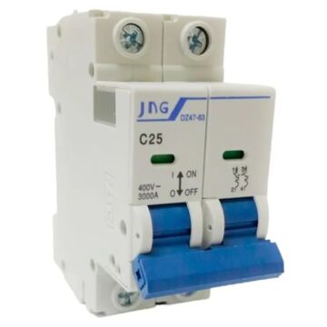 DISJUNTOR DIN BIPOLAR 25A CURVA C JNG